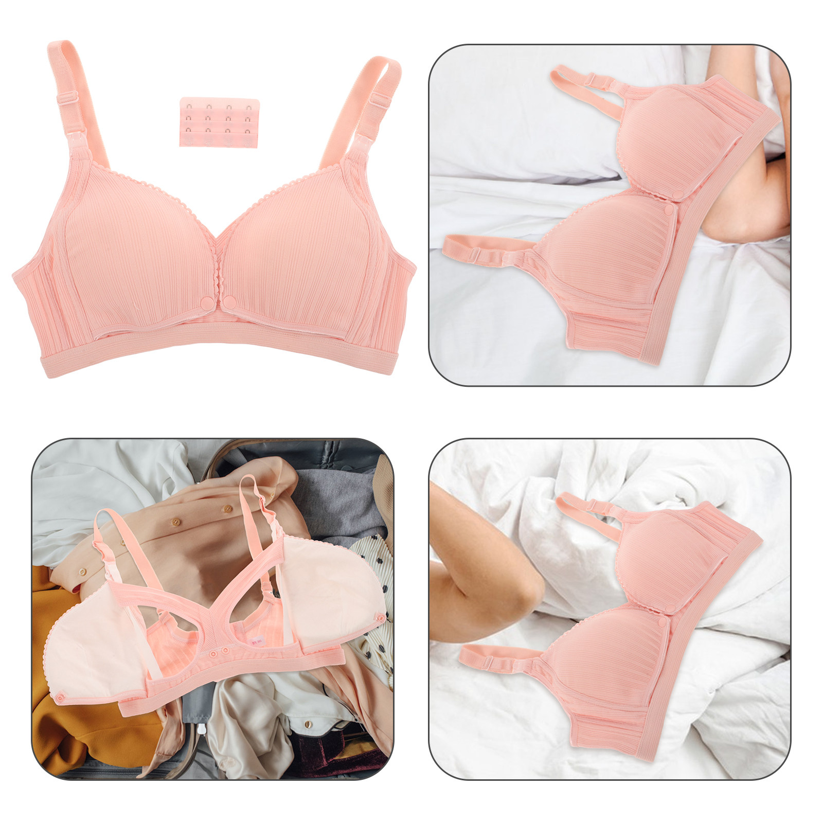 Nursing Bra Sleep - Voedingsbeha Draadloos Roze 38 85 Geribbeld
