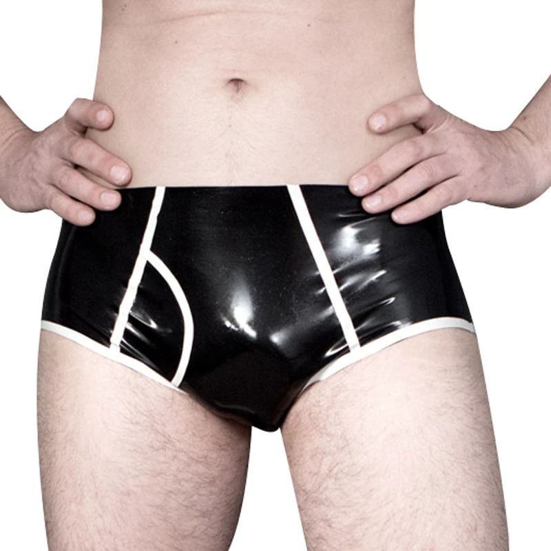 Boyshort Underwear - Party Latex Slips Met Strepen Gaten